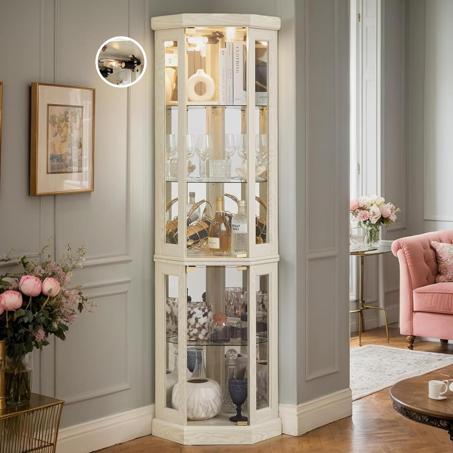 Wine & Beer Packages - Corner Curio Cabinet, 70