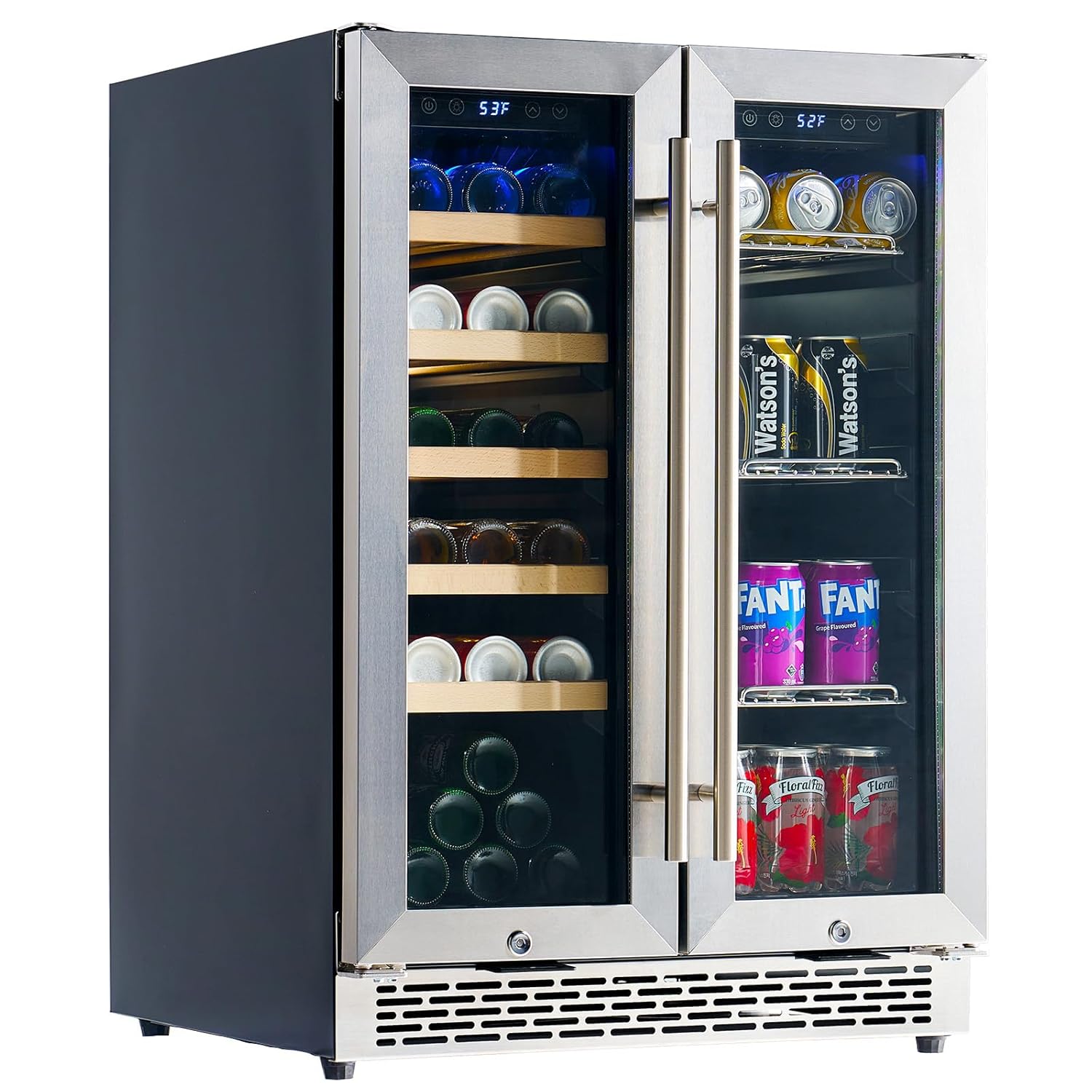 Wine Beer Fridge Under Counter - Beverage Refrigerator - 24-Inch Dual Zone