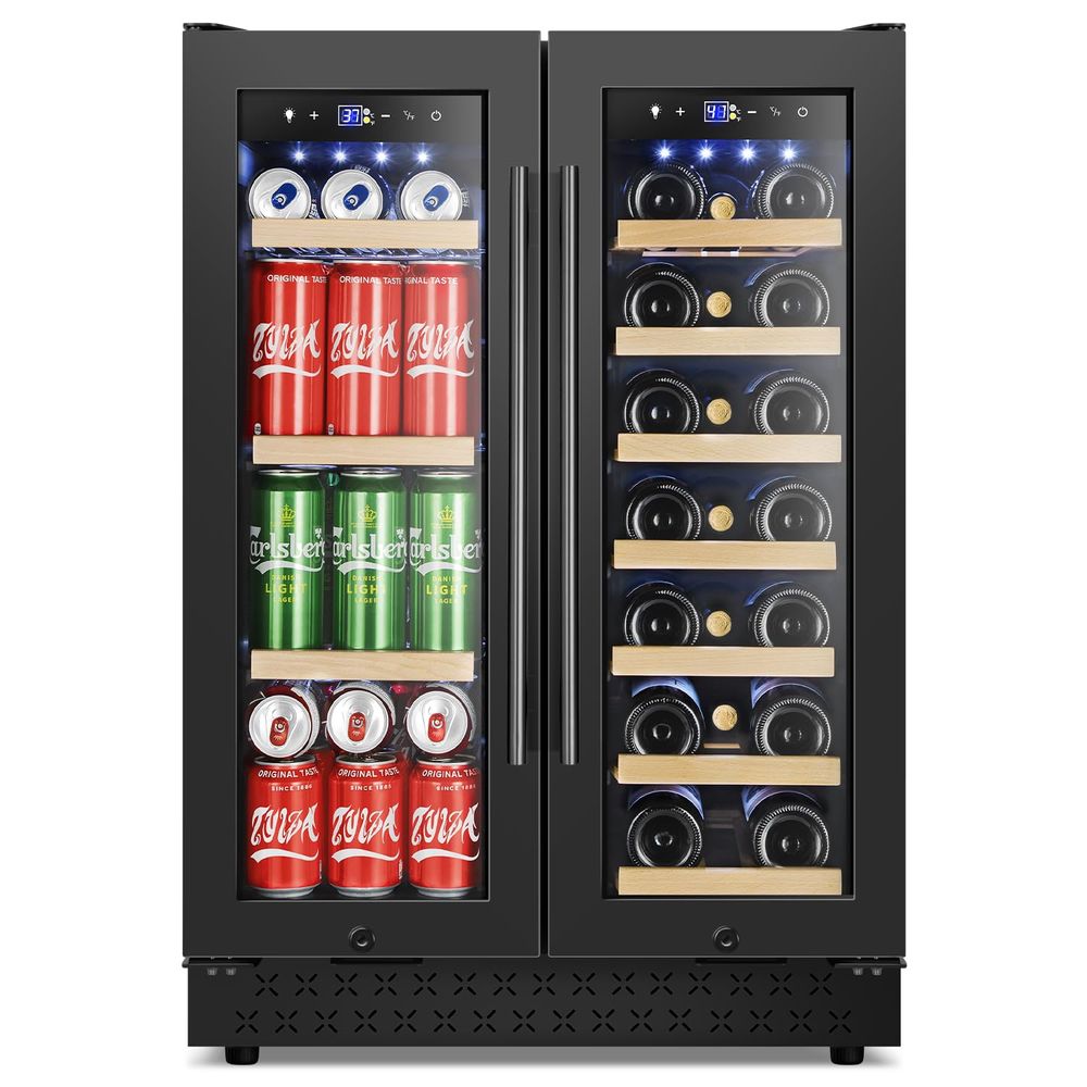 Wine Beer Fridge Under Counter - 24 Inch Wine and Beverage Refrigerator,