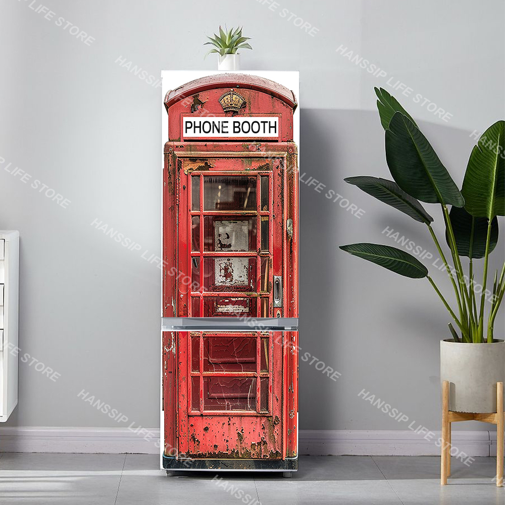 Retro Phone Booth Printed Refr – Wine Beer Fridge recenzja i cena