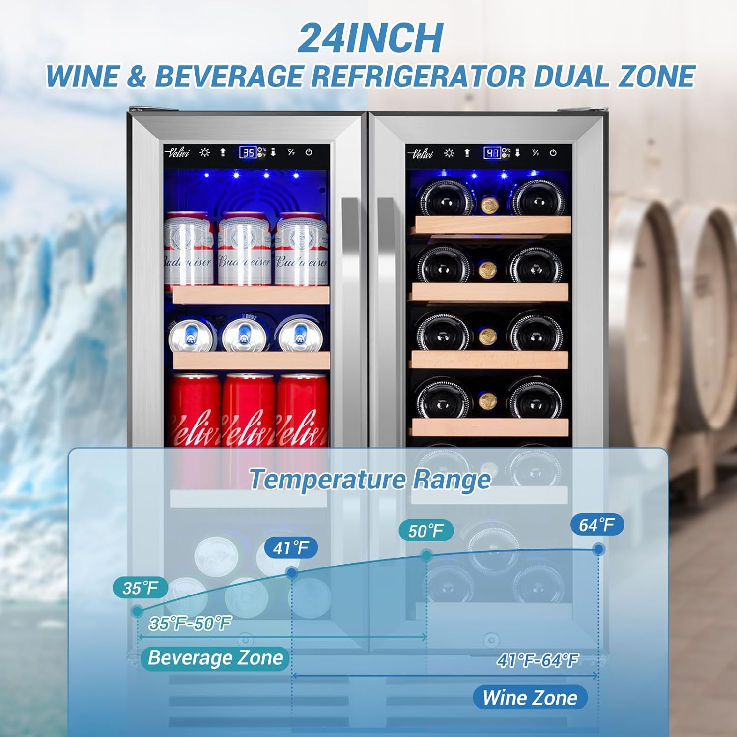 24 Inch Beverage Refrigerator  – Wine Beer Dual Zone recenzja i cena