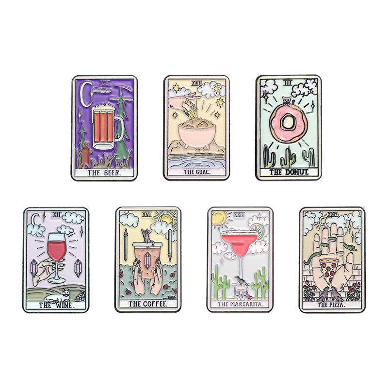 Food Tarot Enamel Pins Coffee  – Wine Beer Pizza recenzja i cena