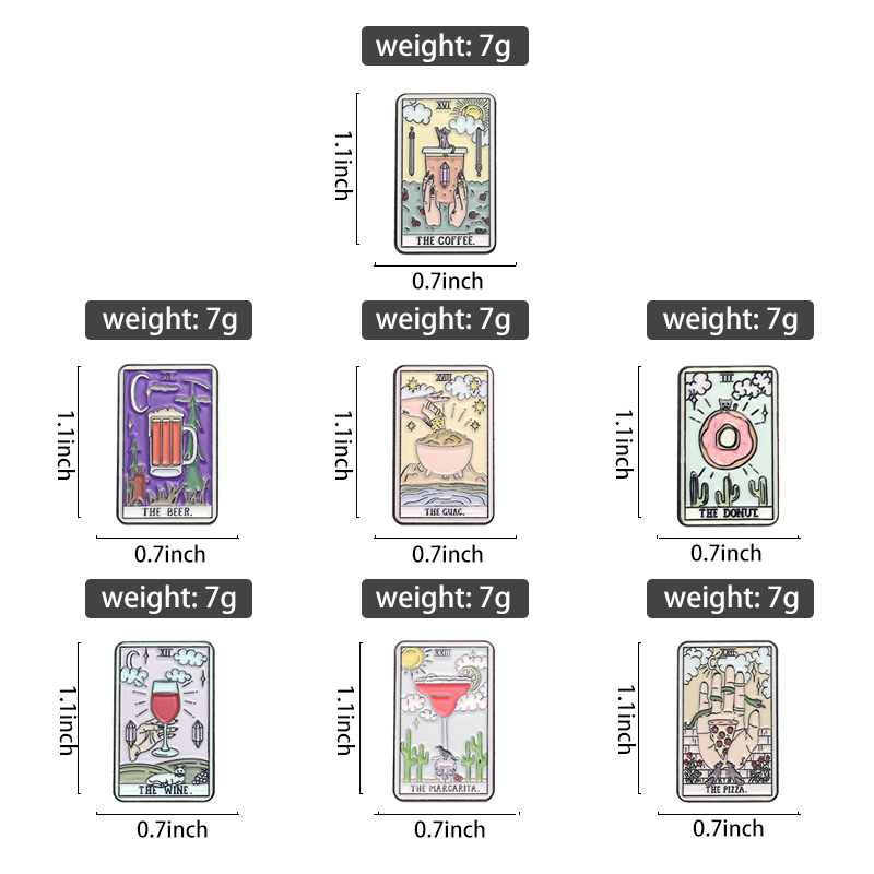 Food Tarot Enamel Pins Coffee  – Wine Beer Pizza recenzja i cena