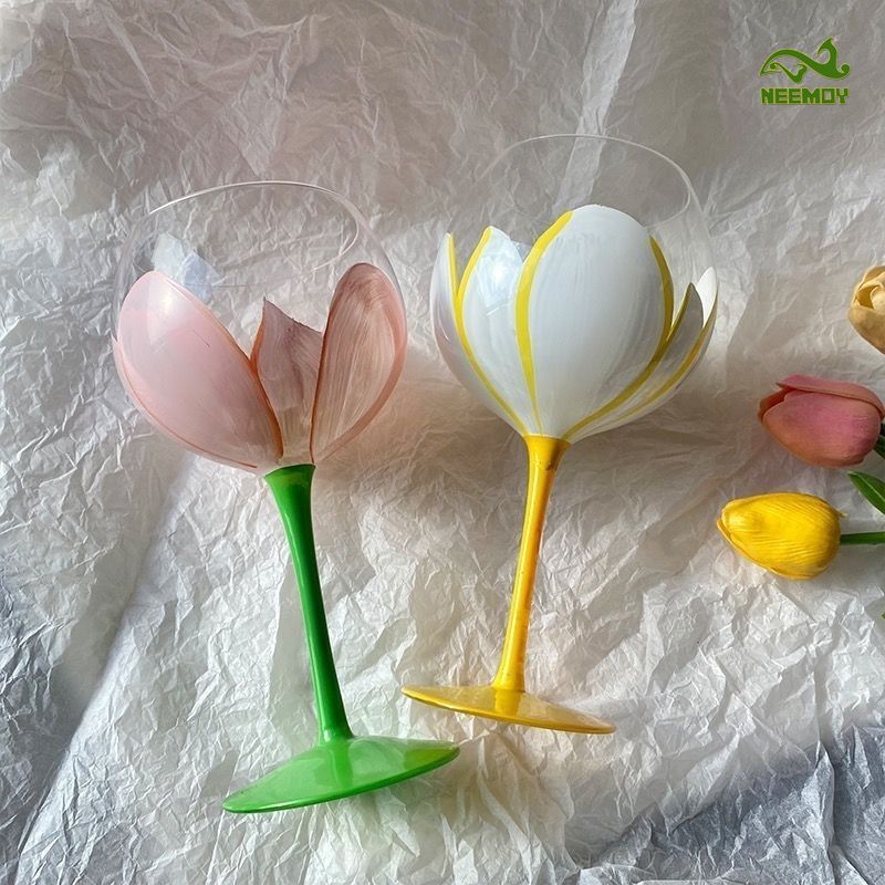 Middle Aged Tulip Painted Glas – Wine Beer Foot recenzja i cena