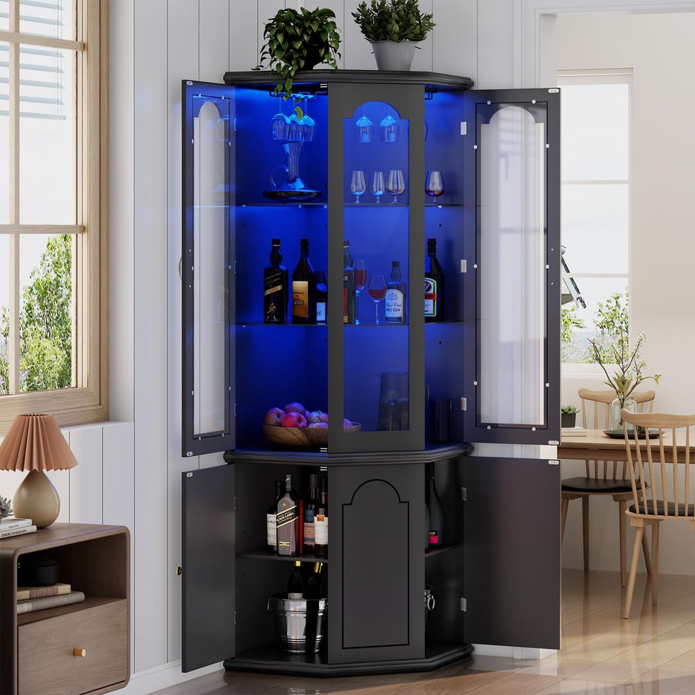Corner Bar Cabinet w LED Light – Wine & Beer Packages recenzja i cena