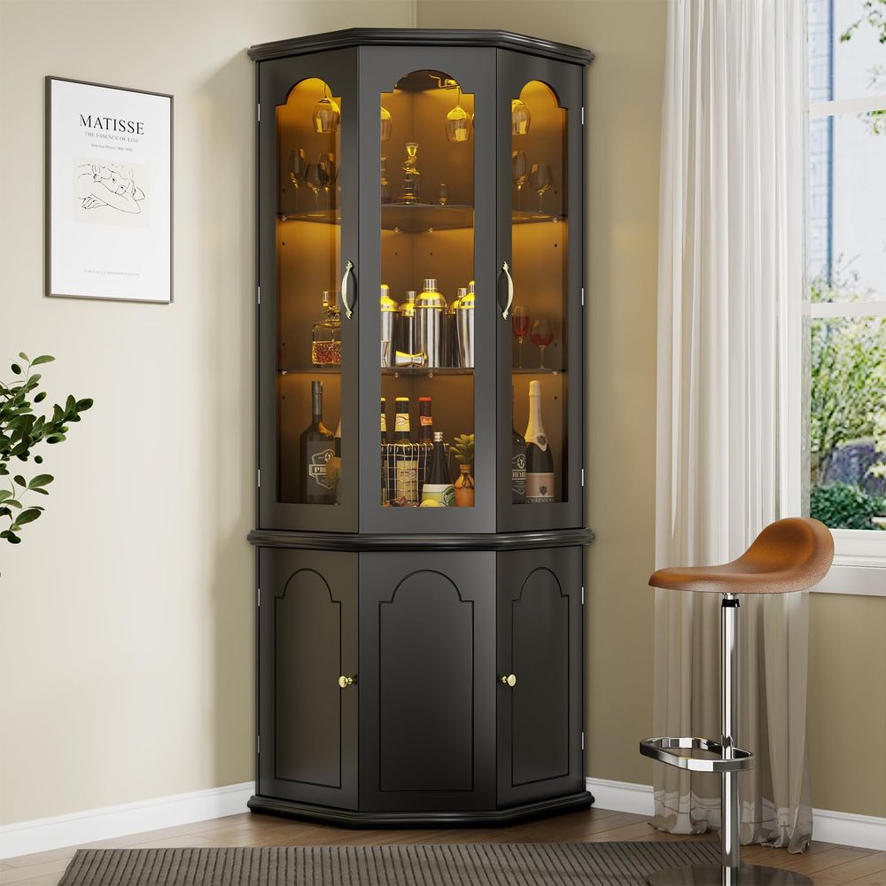 Corner Bar Cabinet w LED Light – Wine & Beer Packages recenzja i cena